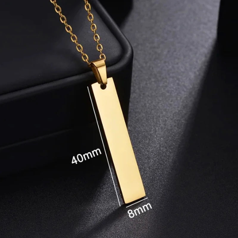 Letdiffery Custom Engraved Eyes Necklaces for Women Men Stainless Sreel Laser Carve Photo Names Square Pendant