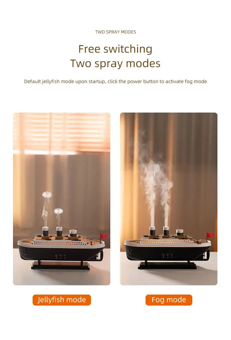 Air Humidifier Cruise Ship Model Aromatherapy Diffuser for Home Room Decorate Home