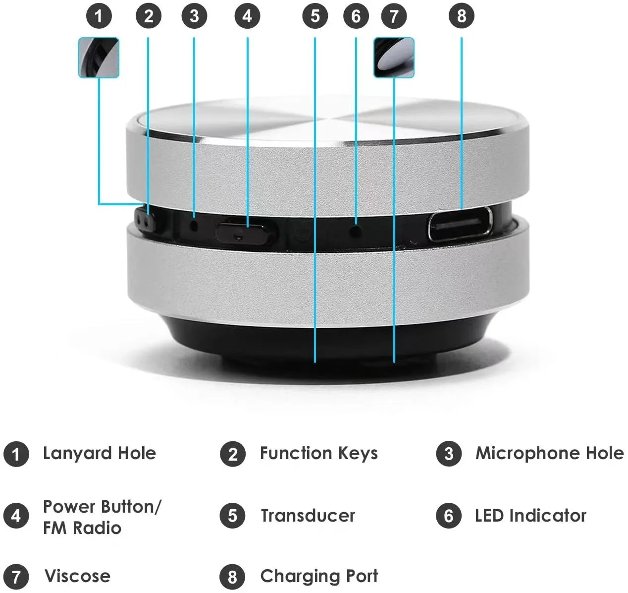 Bone conduction wireless speaker - sucker mount, TWS hi-fi sound enhanced bass, wearable loop, resonance features dynamic audio