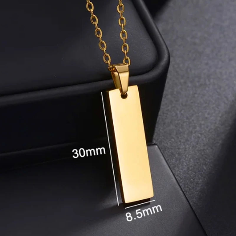Letdiffery Custom Engraved Eyes Necklaces for Women Men Stainless Sreel Laser Carve Photo Names Square Pendant
