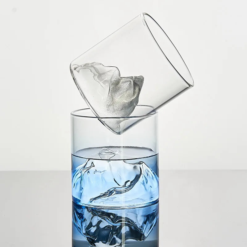 3D Mountain Transparent Glass Coffee Cup High Borosilicate Heat Resistant Tea Drink Glasses