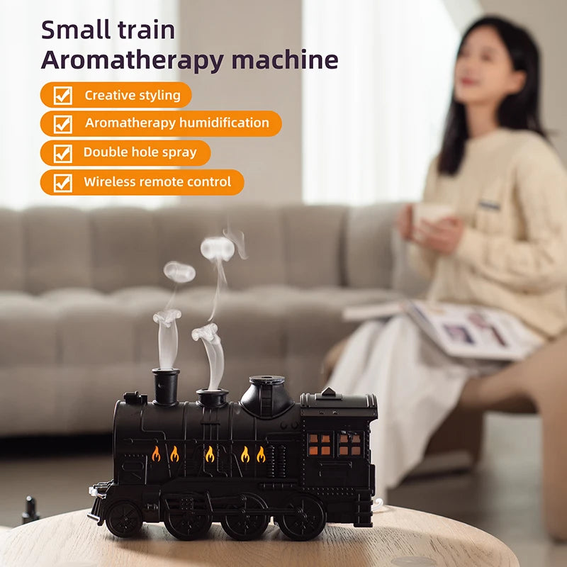Train shape Cool Mist Air Humidifier with LED Lamp Aroma Atomizer Remote Control