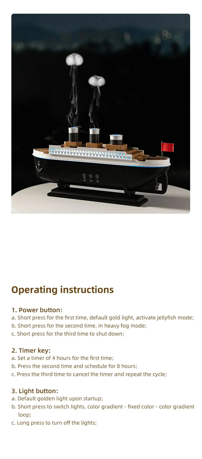 Air Humidifier Cruise Ship Model Aromatherapy Diffuser for Home Room Decorate Home