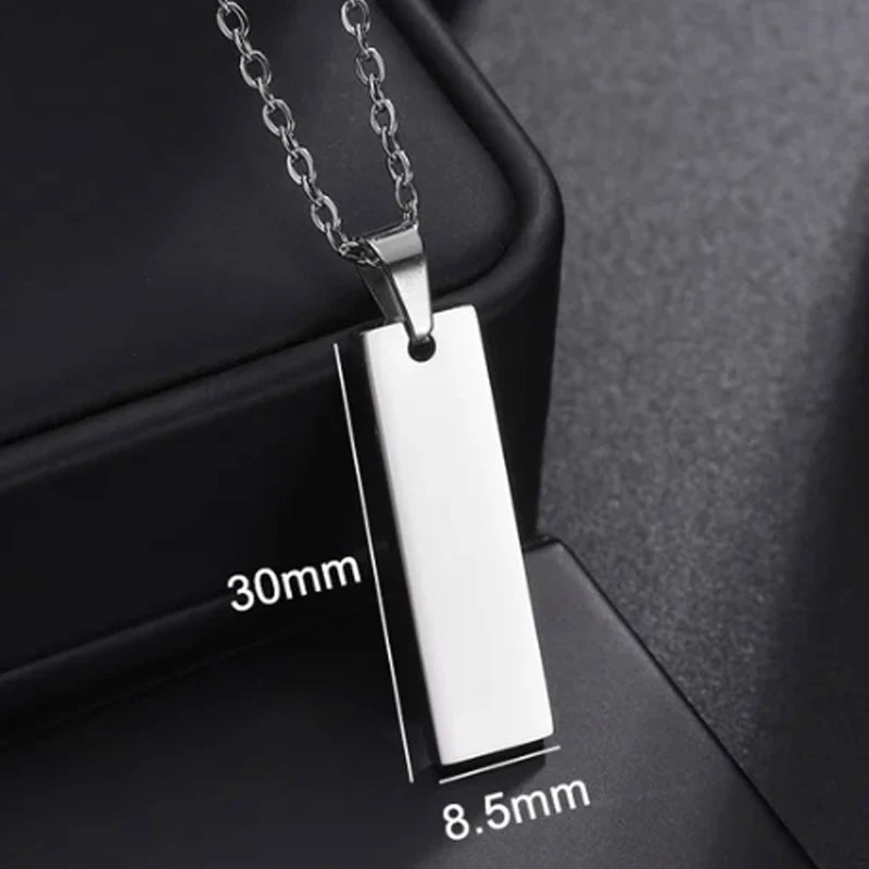 Letdiffery Custom Engraved Eyes Necklaces for Women Men Stainless Sreel Laser Carve Photo Names Square Pendant