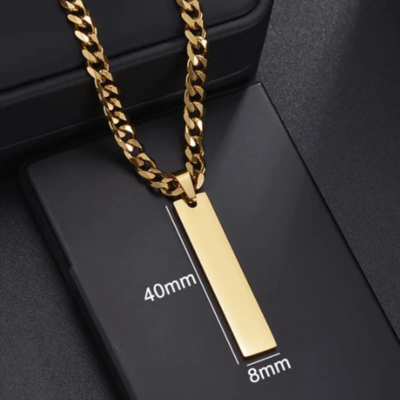 Letdiffery Custom Engraved Eyes Necklaces for Women Men Stainless Sreel Laser Carve Photo Names Square Pendant