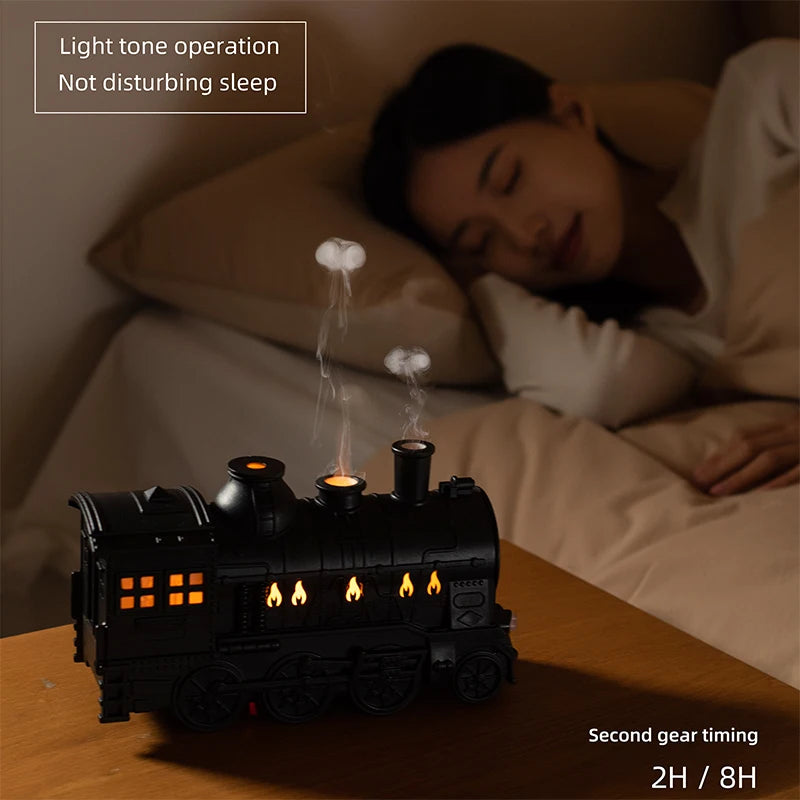 Train shape Cool Mist Air Humidifier with LED Lamp Aroma Atomizer Remote Control