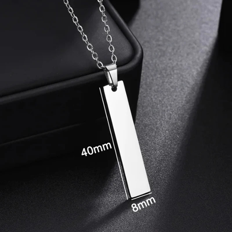 Letdiffery Custom Engraved Eyes Necklaces for Women Men Stainless Sreel Laser Carve Photo Names Square Pendant