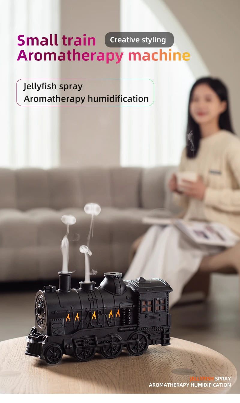Train shape Cool Mist Air Humidifier with LED Lamp Aroma Atomizer Remote Control