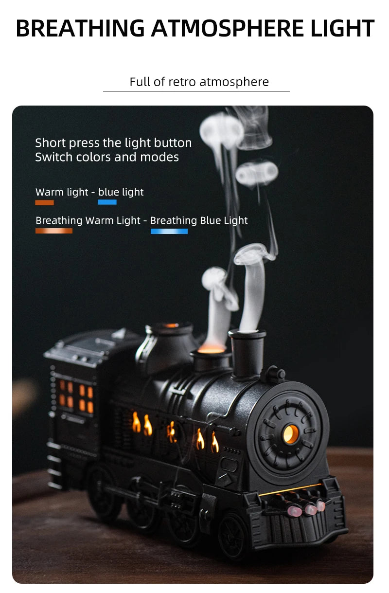Train shape Cool Mist Air Humidifier with LED Lamp Aroma Atomizer Remote Control
