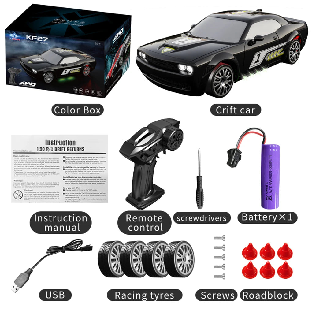 Drift Car with Lights Racing Remote Control Car 1/20 Four-wheel Drive High-speed Competition Toy