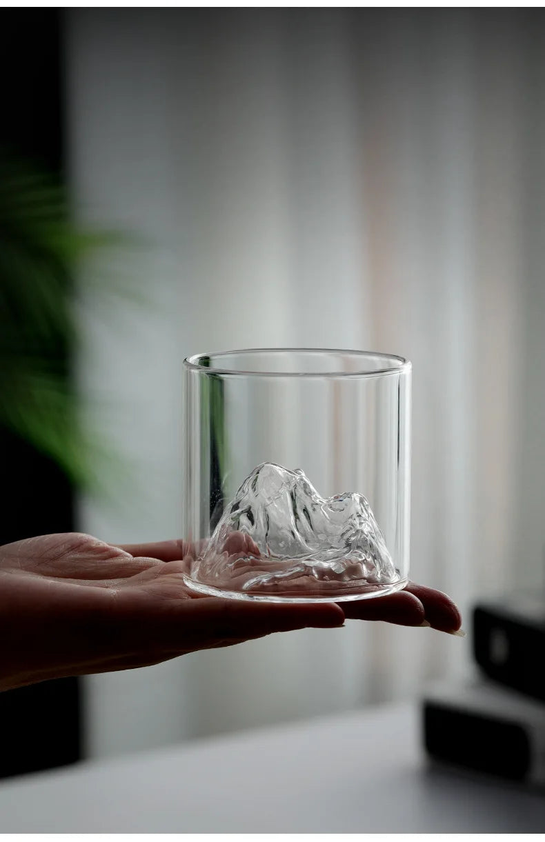 3D Mountain Transparent Glass Coffee Cup High Borosilicate Heat Resistant Tea Drink Glasses
