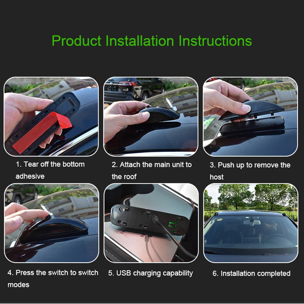 New 2PCS Car Anti-fatigue Warning Remote Pilot Light Anti-rear-end Collision Lamp