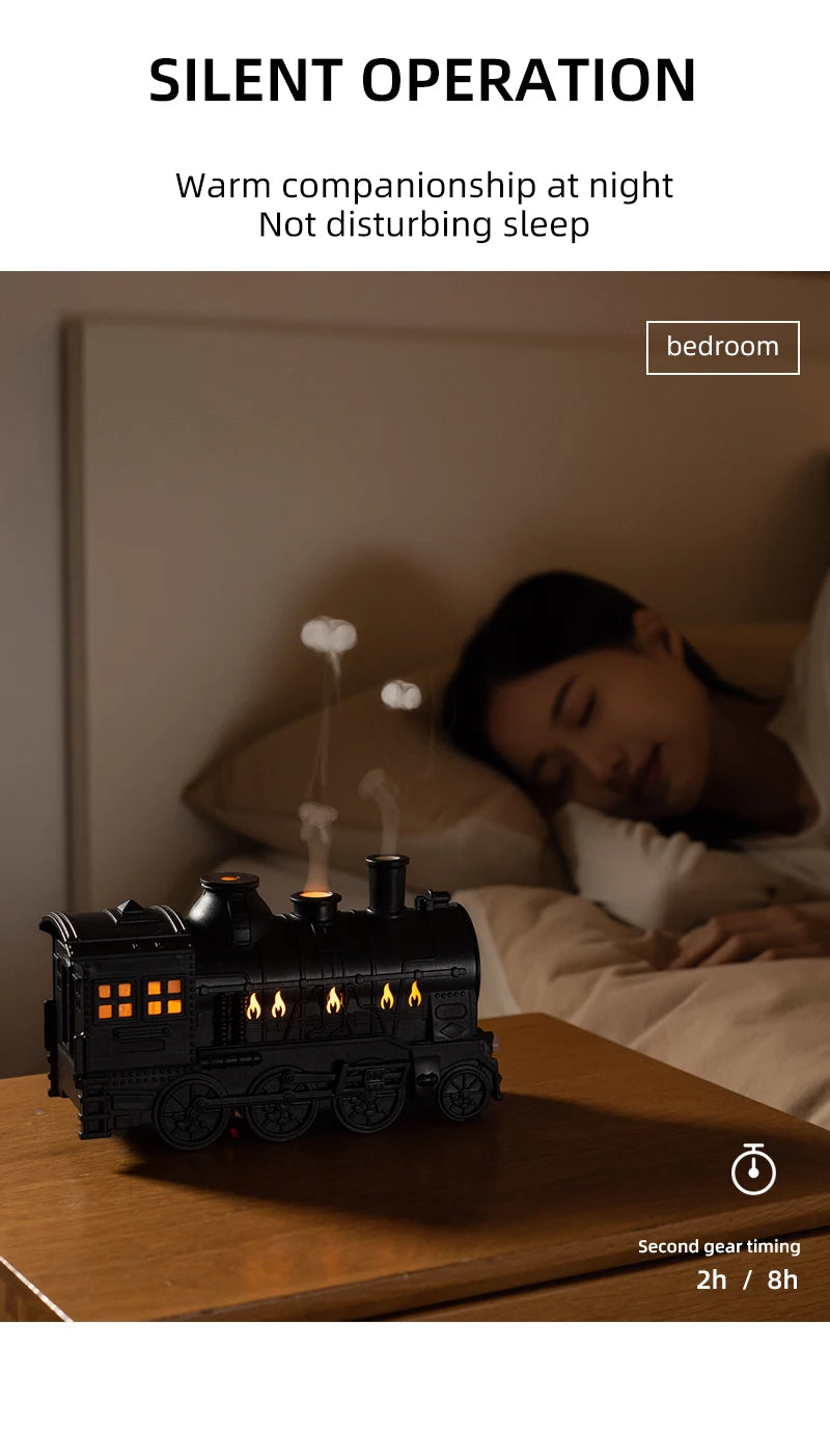 Train shape Cool Mist Air Humidifier with LED Lamp Aroma Atomizer Remote Control