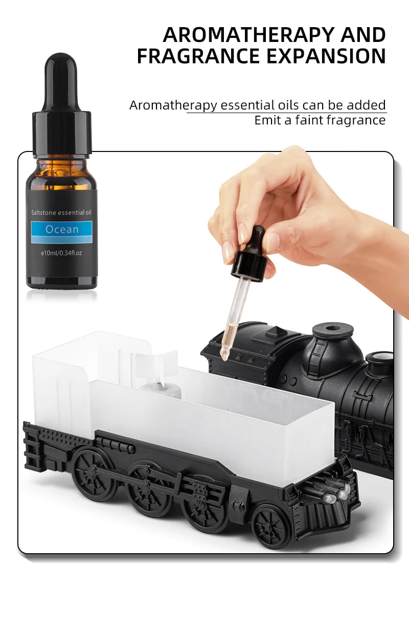 Train shape Cool Mist Air Humidifier with LED Lamp Aroma Atomizer Remote Control