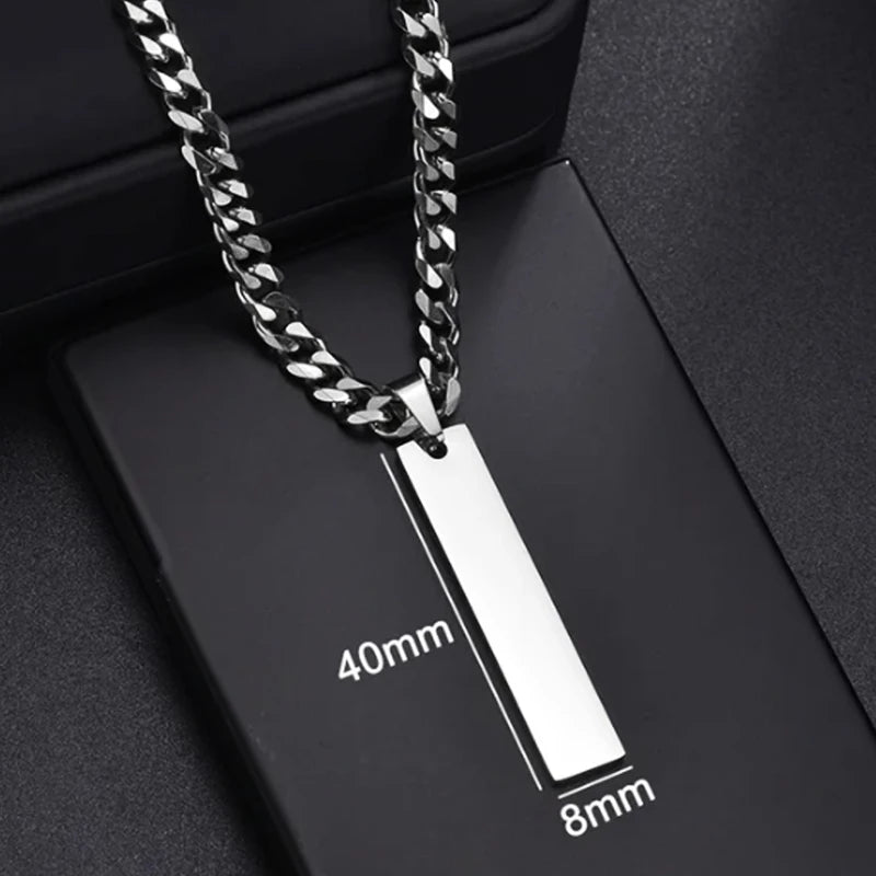 Letdiffery Custom Engraved Eyes Necklaces for Women Men Stainless Sreel Laser Carve Photo Names Square Pendant