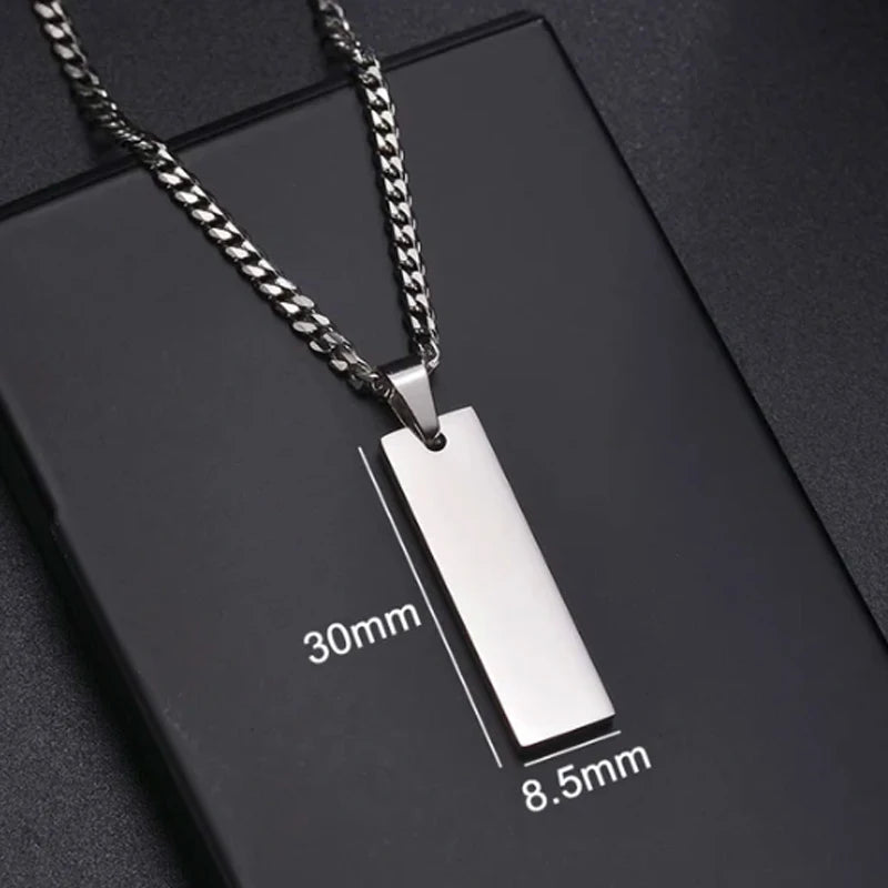 Letdiffery Custom Engraved Eyes Necklaces for Women Men Stainless Sreel Laser Carve Photo Names Square Pendant