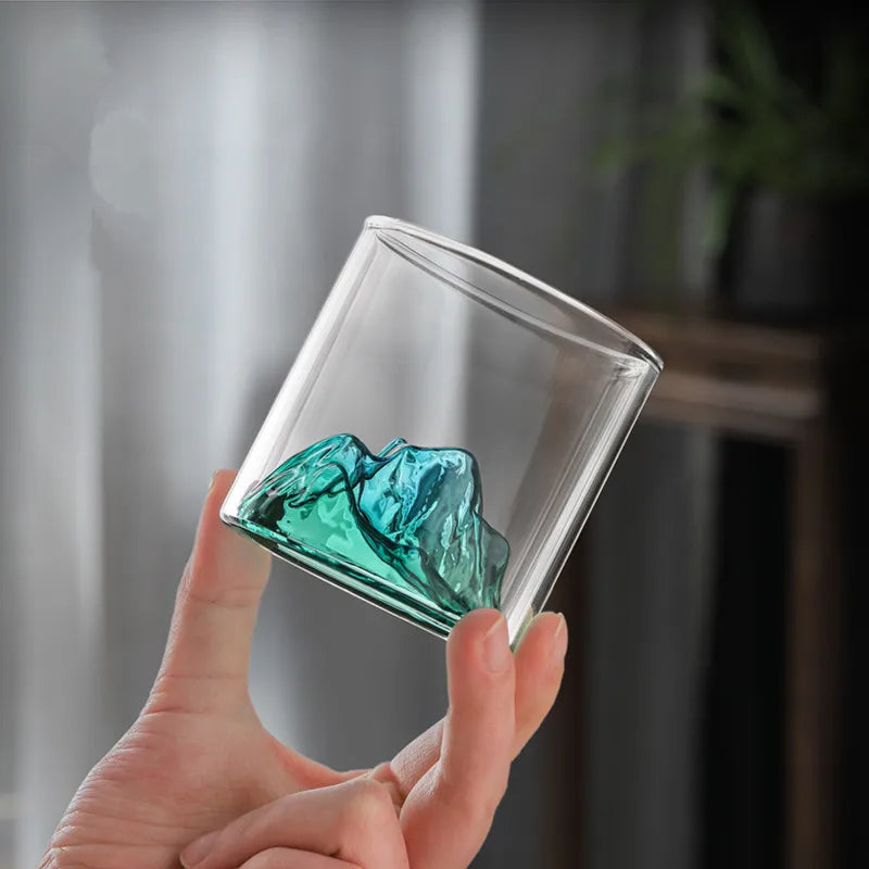 3D Mountain Transparent Glass Coffee Cup High Borosilicate Heat Resistant Tea Drink Glasses