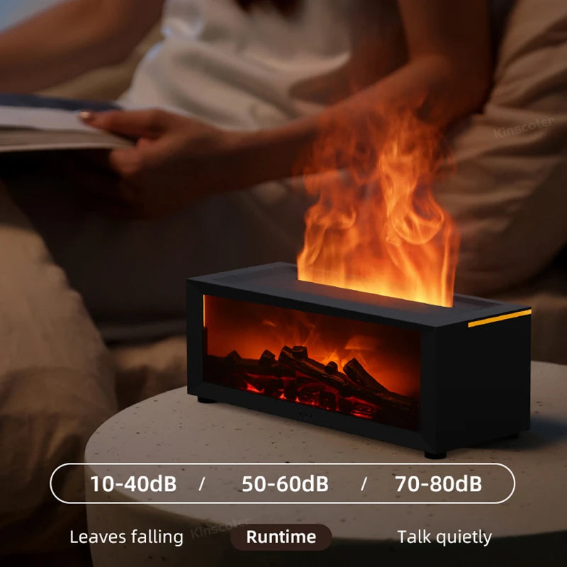 Simulated Fireplace Aroma Diffuser 150ml Flame Air Humidifier with Remote and waterless