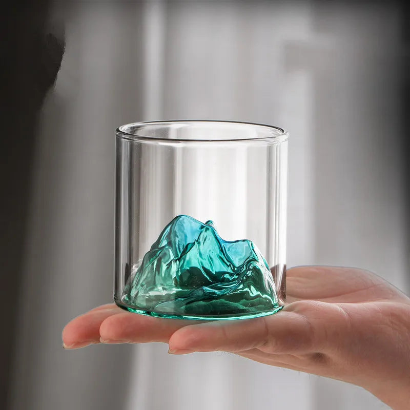 3D Mountain Transparent Glass Coffee Cup High Borosilicate Heat Resistant Tea Drink Glasses