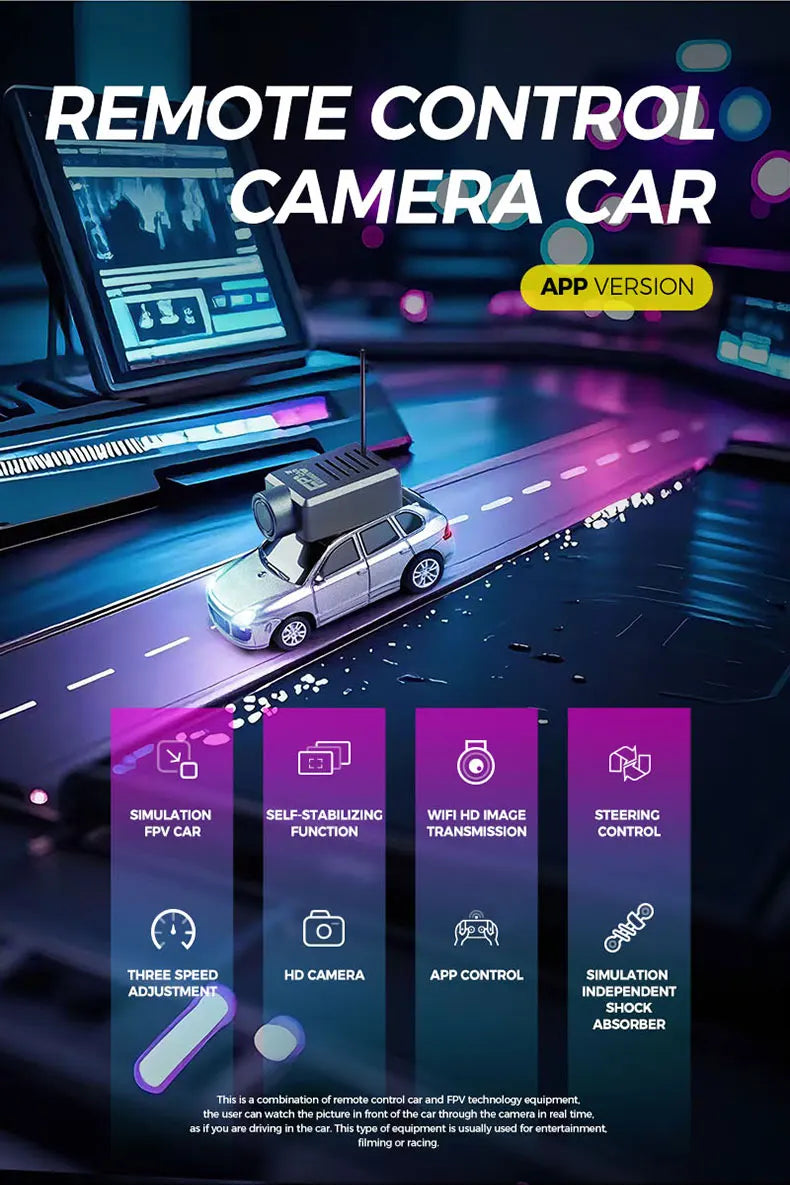 Mini RC Car 2.4G Remote Control with 720P FPV Camera & WiFi APP, 2025 New RC Racing Toy Gift for Boys Girls