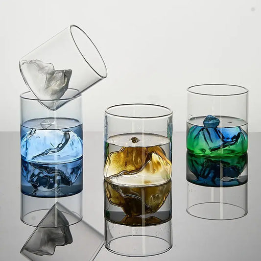 3D Mountain Transparent Glass Coffee Cup High Borosilicate Heat Resistant Tea Drink Glasses