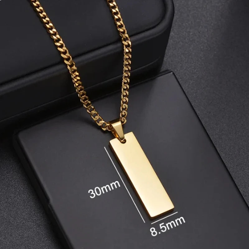 Letdiffery Custom Engraved Eyes Necklaces for Women Men Stainless Sreel Laser Carve Photo Names Square Pendant