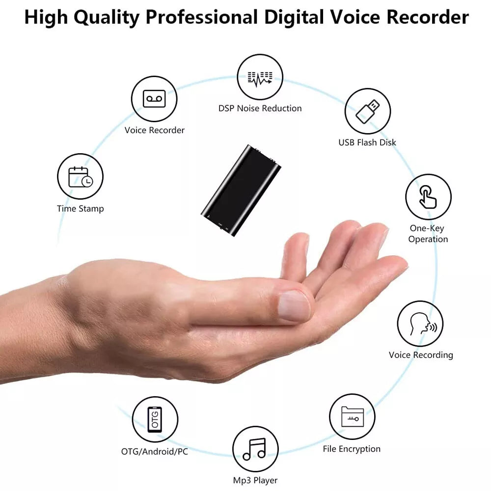 Mini Audio Voice Recorder Professional Mp3 Player 3 in 1 Memory Storage